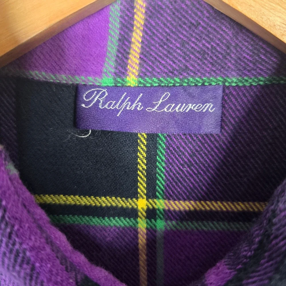 Ralph Lauren Purple Label XL Plaid Flannel Sleeveless‎ Shirt Cut Off Italy - Picture 2 of 8